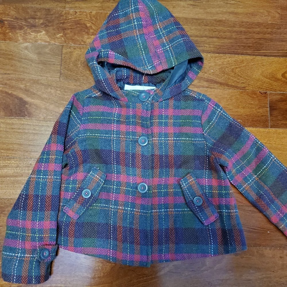 new Gymboree Girls plaid wool Coat Hooded Jacket